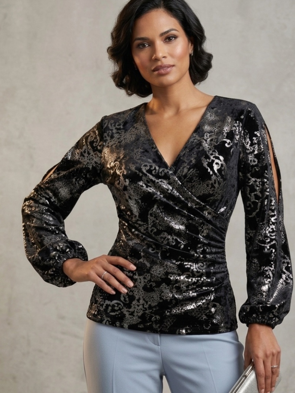Joseph Ribkoff Peek-a-boo Sleeve Top